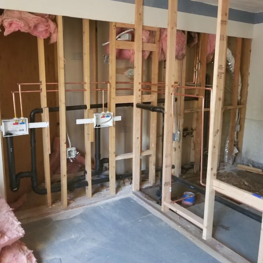 Copper pipe rough-in and plumbing installation in Millis